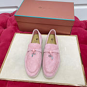 Loro Piana Summer Charms Walk Loafers Suede Pink - 3