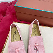 Loro Piana Summer Charms Walk Loafers Suede Pink - 2