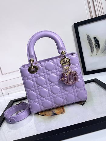 Dior Small Lady Bag Purple Lambksin Purple Hardware 20cm