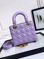 Dior Small Lady Bag Purple Lambksin Purple Hardware 20cm - 5