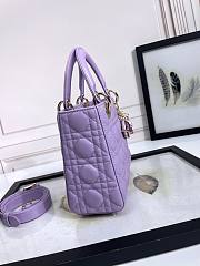 Dior Small Lady Bag Purple Lambksin Purple Hardware 20cm - 4