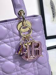 Dior Small Lady Bag Purple Lambksin Purple Hardware 20cm - 2