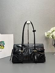 Prada Medium Leather Shoulder Bag Black 31x15x12cm - 3