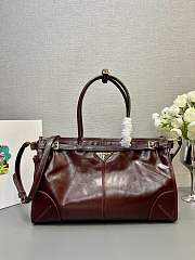 Prada Large Leather Handbag Red Wine 38x24x12cm - 1