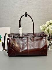 Prada Large Leather Handbag Red Wine 38x24x12cm - 5