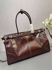 Prada Large Leather Handbag Red Wine 38x24x12cm - 3