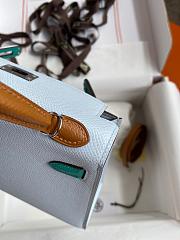 Hermes Kelly Blue Brown Silver Epsom 19cm - 5