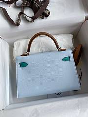 Hermes Kelly Blue Brown Silver Epsom 19cm - 2