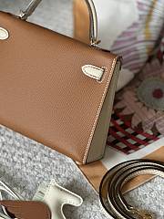 Hermes Kelly Brown White Gold Epsom 19cm - 3