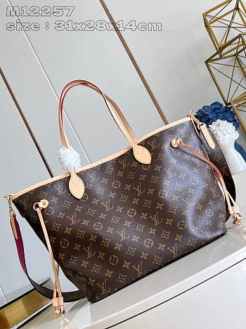 Louis Vuitton LV Neverfull With Strap Pink Monogram 31x28x14cm