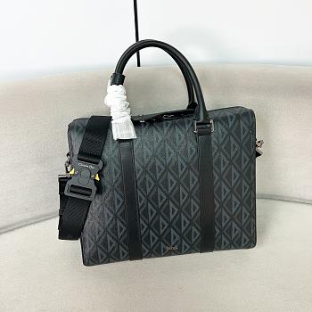 Dior Zipped Briefcase Black Coated 35x27x6cm