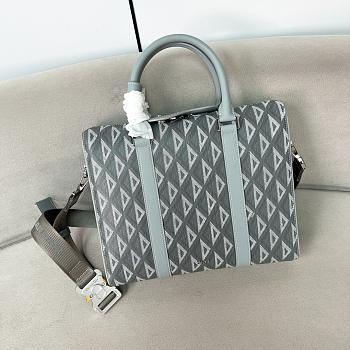 Dior Zipped Briefcase Grey Coated 35x27x6cm