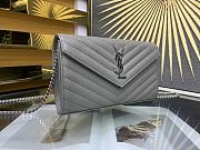 YSL Envelope Chain Wallet Grey Silver Hardware 22.5x14x4cm - 3