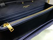 YSL Envelope Chain Wallet Blue Gold Hardware 22.5x14x4cm - 6