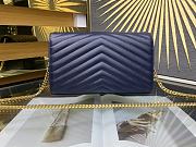 YSL Envelope Chain Wallet Blue Gold Hardware 22.5x14x4cm - 5