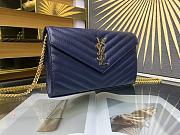 YSL Envelope Chain Wallet Blue Gold Hardware 22.5x14x4cm - 4