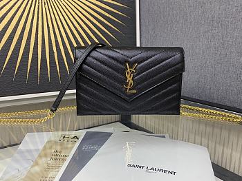 YSL Woc Wallet Chain Bag Black Gold 19cm