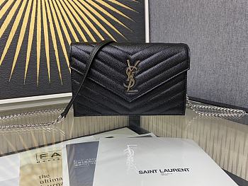 YSL Woc Wallet Chain Bag Black Silver 19cm