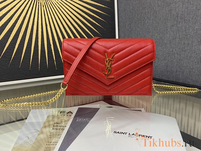 YSL Woc Wallet Chain Bag Red Gold 19cm - 1