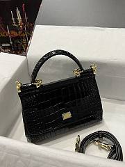 Dolce & Gabbana Sicily Handbag Black Crocodile 20cm - 4