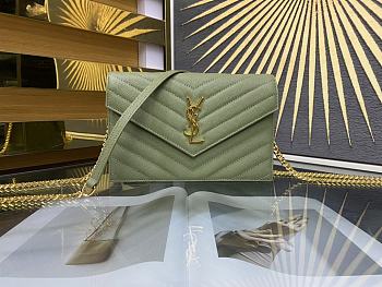 YSL Woc Wallet Chain Bag Green Gold 19cm