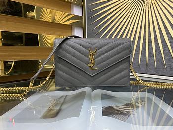 YSL Woc Wallet Chain Bag Grey Gold 19cm