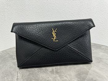 YSL Cassandre Large Envelope Pouch Black Gold 29.5×18×4.5cm