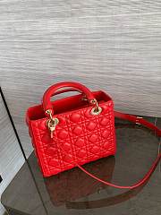 Dior Medium Lady Bag Red Gold Lambskin 24cm - 2