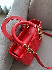 Dior Medium Lady Bag Red Gold Lambskin 24cm - 5