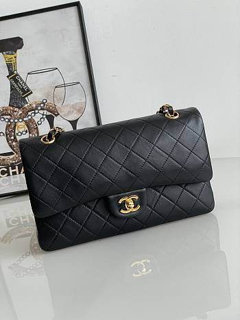 Chanel Vintage Flap Bag Black Lambskin Gold 26cm