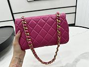 Chanel Classic Flap Bag Leather Pink 22x17x6cm - 6