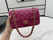 Chanel Classic Flap Bag Leather Pink 22x17x6cm - 4