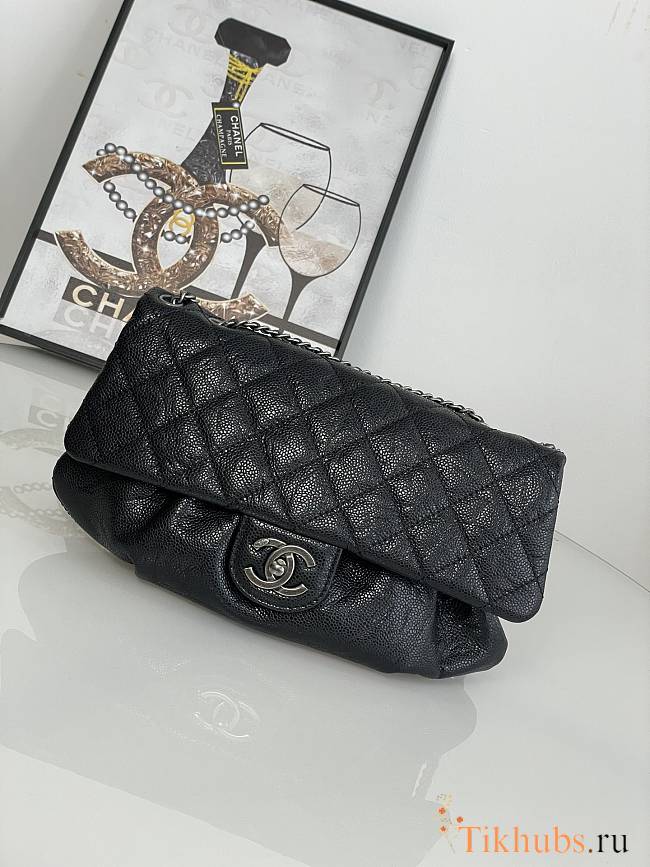 Chanel Vintage Flap Bag Black Caviar silver 30x18x4cm - 1