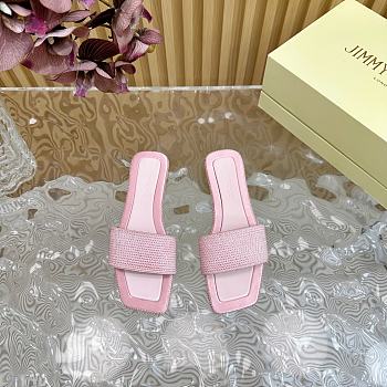 Jimmy Choo Clovis Flat Satin Crystal Flats Pink