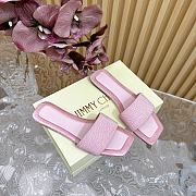 Jimmy Choo Clovis Flat Satin Crystal Flats Pink - 2