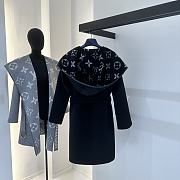 Louis Vuitton LV Black Hooded Wrap Coat - 4