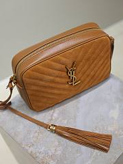 YSL Camera Lou Crossbody Bag Brown Suede 23x16x6cm - 5