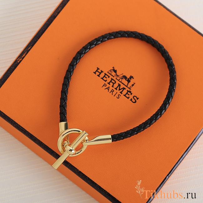 Hermes Black Gold Bracelet - 1