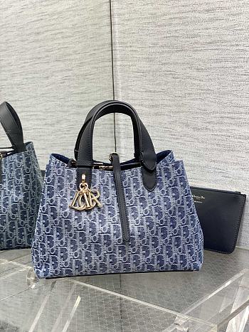 Dior Medium Toujours Bag Blue Denim 28.5 x 21.5 x 17 cm