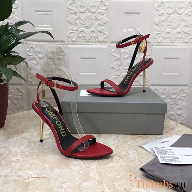 Tom Ford Padlock Red Leather Sandals Heels 10.5cm - 1