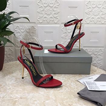 Tom Ford Padlock Red Leather Sandals Heels 10.5cm