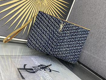 YSL Monogram Tablet Pouch Denim 30x21.5x2cm