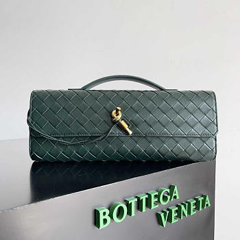 Bottega Veneta Long Clutch Andiamo With Handle Dark Green 31x13x3cm