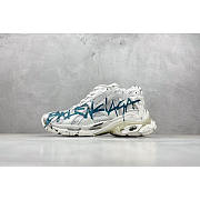 Balenciaga Runner Graffiti Sneaker White Blue Mesh Nylon - 3