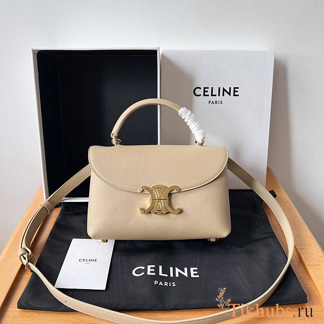 Celine Teen Nino Bag Calfskin Beige 20.5x13x8cm - 1