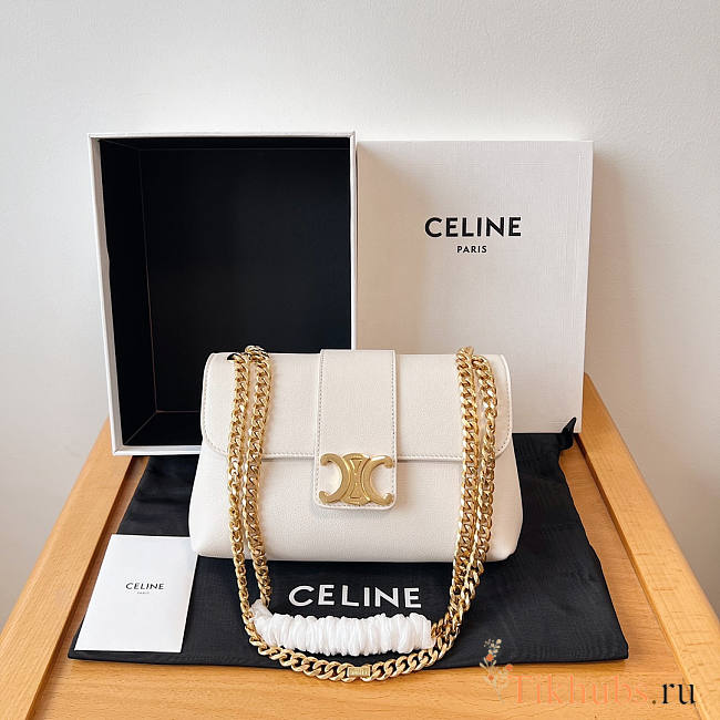 Celine Teen Victoire Bag Calfskin White 23.5x14x8cm - 1