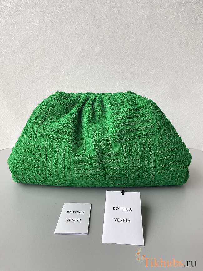 Bottega Veneta Pouch Pochette Green Sponge Fabric 38x20x8.5cm - 1