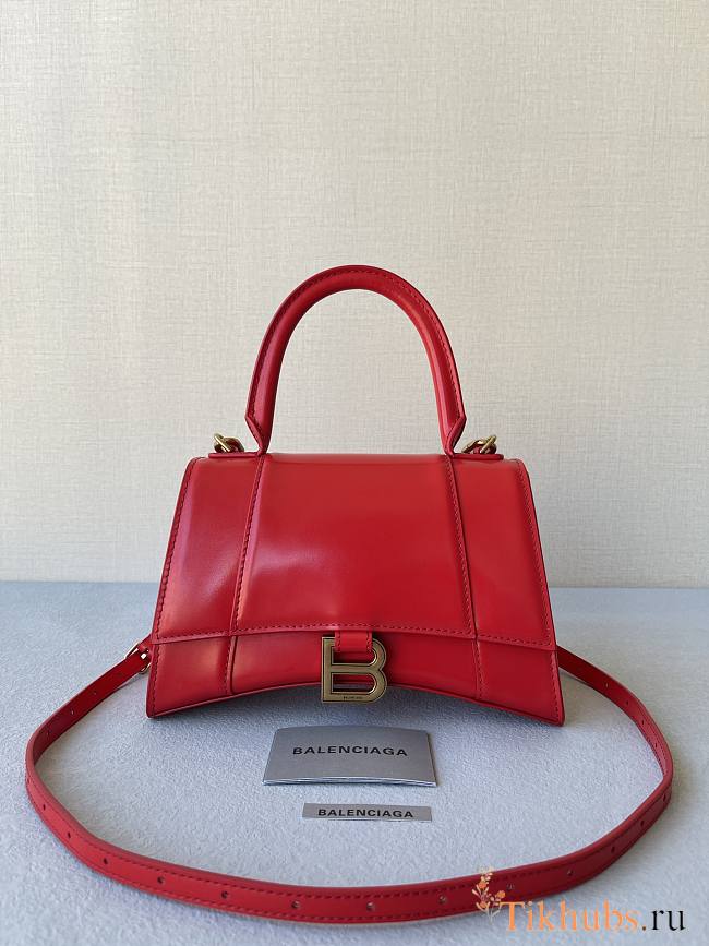 Balenciaga Hourglass Bag Red Leather 23x10x24cm - 1