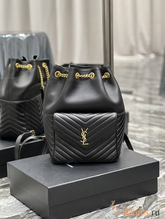 YSL Joe Bucket Bag Black Lambskin 22x29x15cm - 1