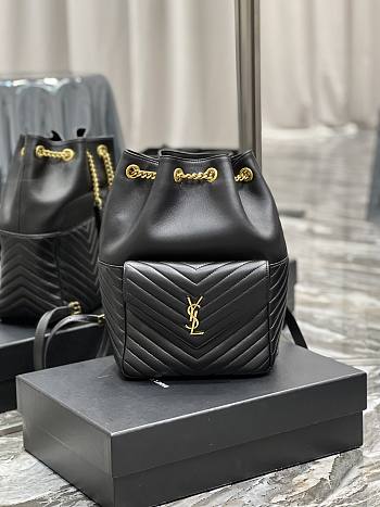 YSL Joe Bucket Bag Black Lambskin 22x29x15cm